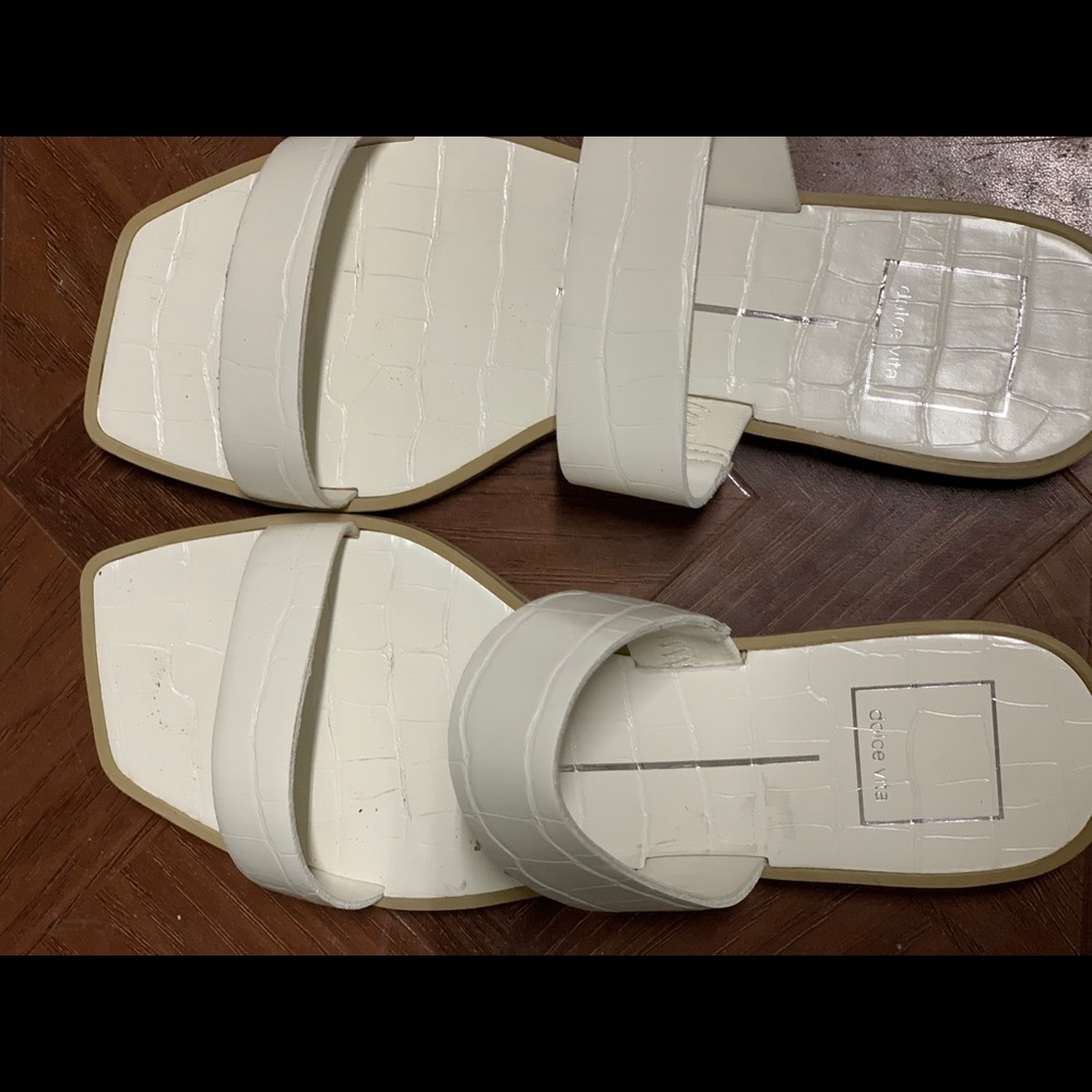 White Slides with Squared Toe